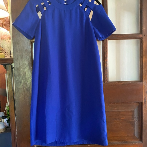 Lulus Shoulder Shrug Cobalt Blue Shift Dress - Picture 5 of 9